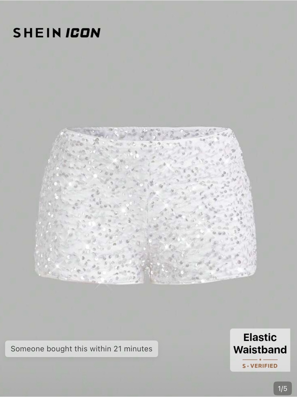 SHEIN White Sequin High Waist Shorts